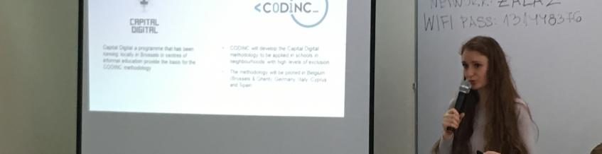 Gabriela Ruseva presenting the #CodincEU and Capital Digital projects at the ET2020 working group